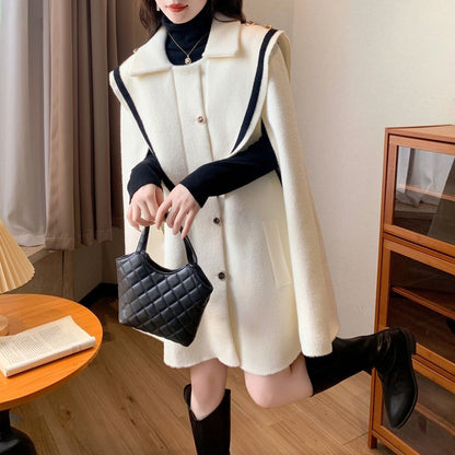 質感のいい 主役級 3色展開 ニットケープコートF-12552