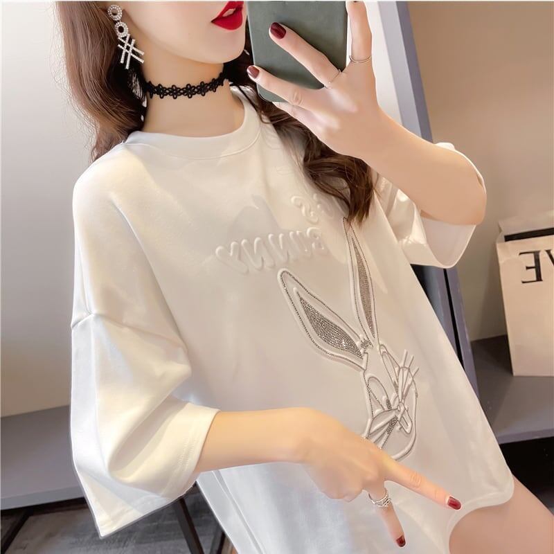 オシャレ度満点 切り替え 着心地抜群 プリント Tシャツ カットソー＜F-3549＞