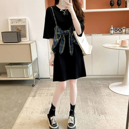 美人度アップ   美腿効果抜群 カットソー ワンピース＜F-3357＞