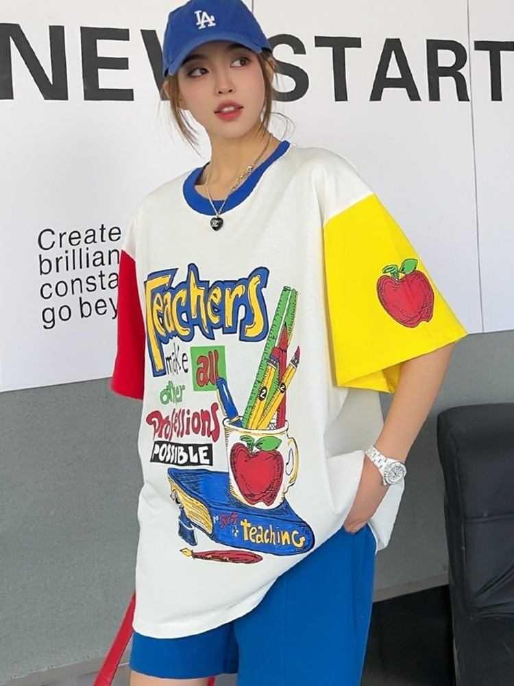 【半額！期間限定！！】カジュアル ルーズ キュート Tシャツ<F-6611>