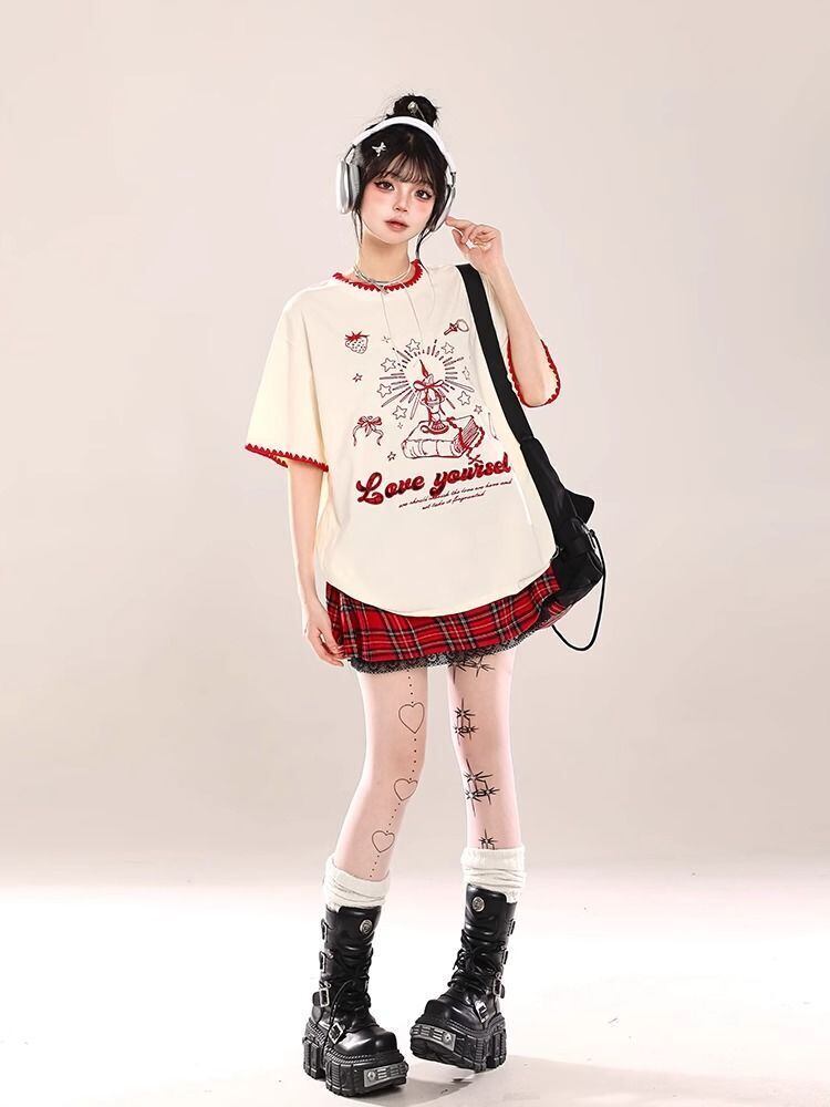 大人可愛い 早い者勝ち 絶対流行 カジュアル 2色選択 Tシャツ<F-11108>