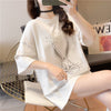 美人度アップ   ビジュー Tシャツ 三色 ゆったり半袖＜F-2945＞