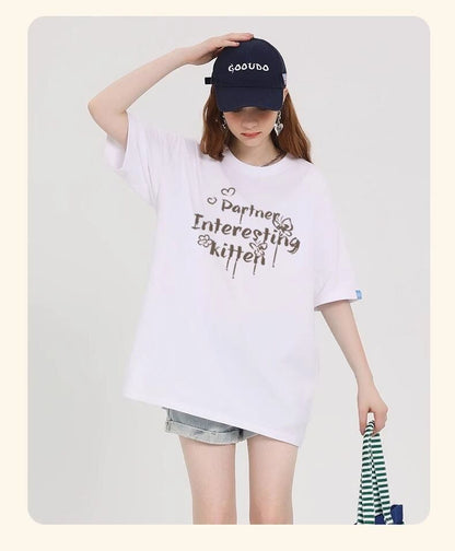 おすすめ 感満々 柔らかくて優しい印象 タイルアップ プリント 4色選択 半袖Tシャツ＜F-9317＞