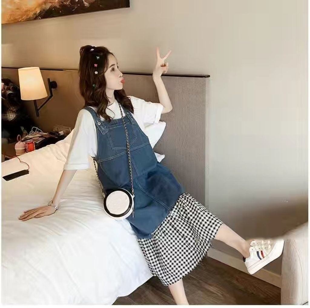 話題沸騰中 切り替え オシャレ度満点 半袖Ｔシャツ＋ワンピース セットアップ＜F-8322＞