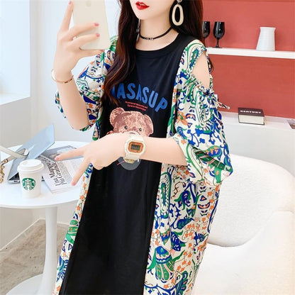 フライドストリート半袖トレンディな韓国風ラウンドネックTシャツ<F-2868>