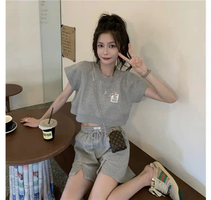 流行新作 美人度アップ 目を奪われる カジュアル 半袖Ｔシャツⅹパンツセット全2色F-9104
