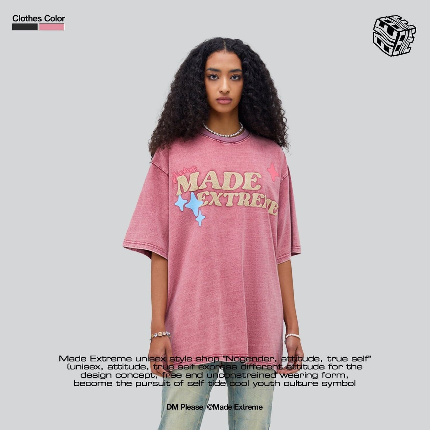 ストリートトレンドのレターファンプリント半袖Tシャツ<F-2906>