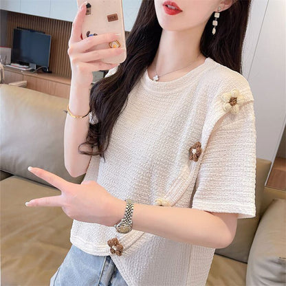 超人気 シンプル 好感度UP スウィート 3色選択 半袖Tシャツ＜F-8579＞