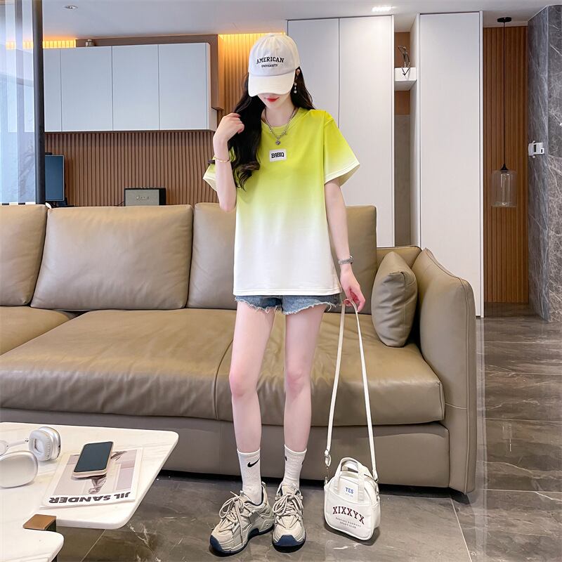 新商品 カジュアル グラデーション プリント 全3色 半袖TシャツF-9214