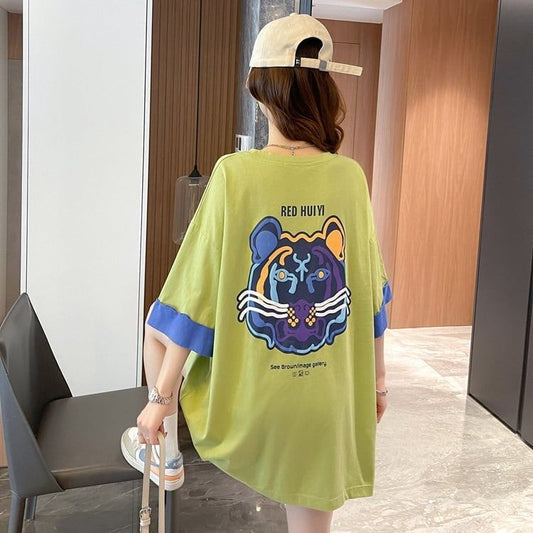 韓国系   ラウンドネック Tシャツ 三色 ゆったり半袖＜F-3011＞