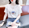 新商品 大人可愛い 話題沸騰中 ホットダイヤモンド 全3色 半袖TシャツF-8868