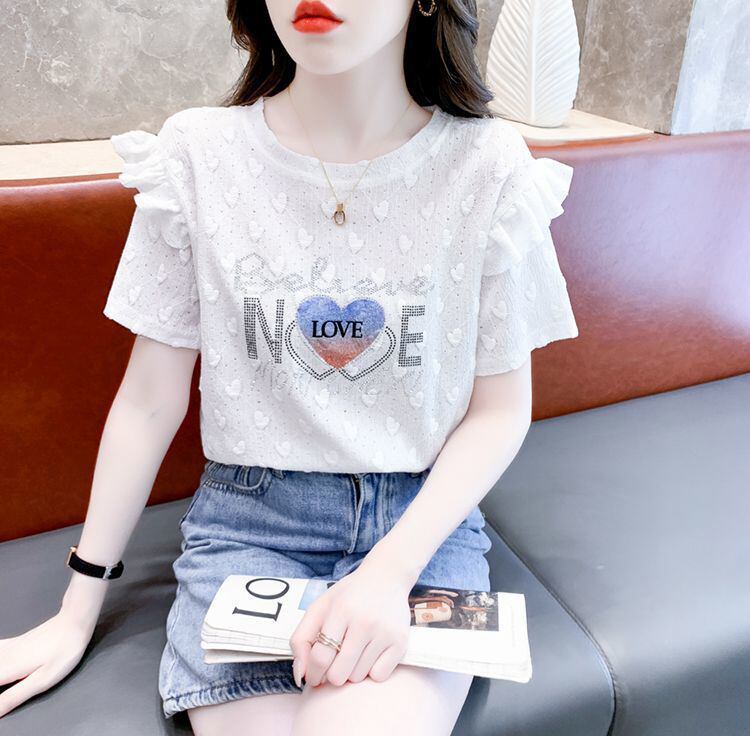 新商品 大人可愛い 話題沸騰中 ホットダイヤモンド 全3色 半袖TシャツF-8868