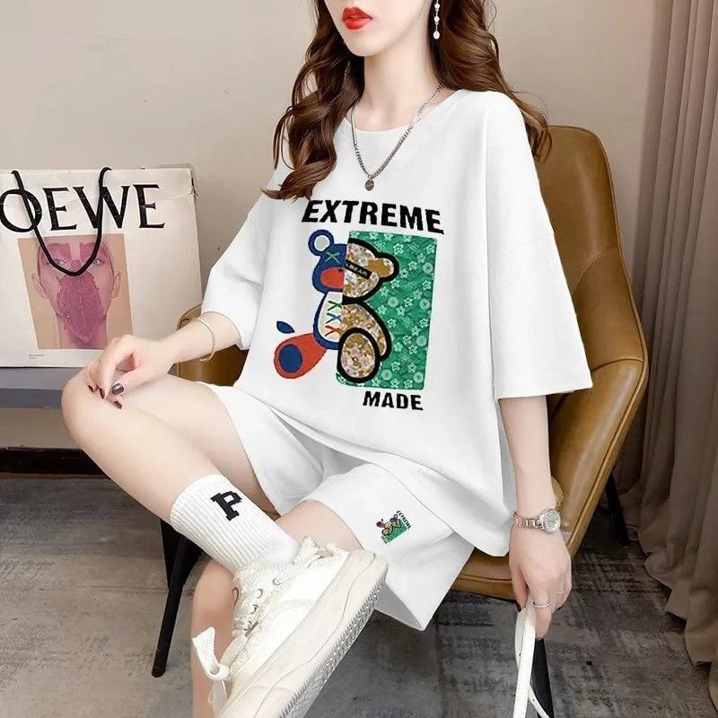 真夏も快適 全4色 軽くて涼しくて可愛い！カジュアル 半袖 Tシャツ ショートパンツ セットアップ ＜F-9204＞