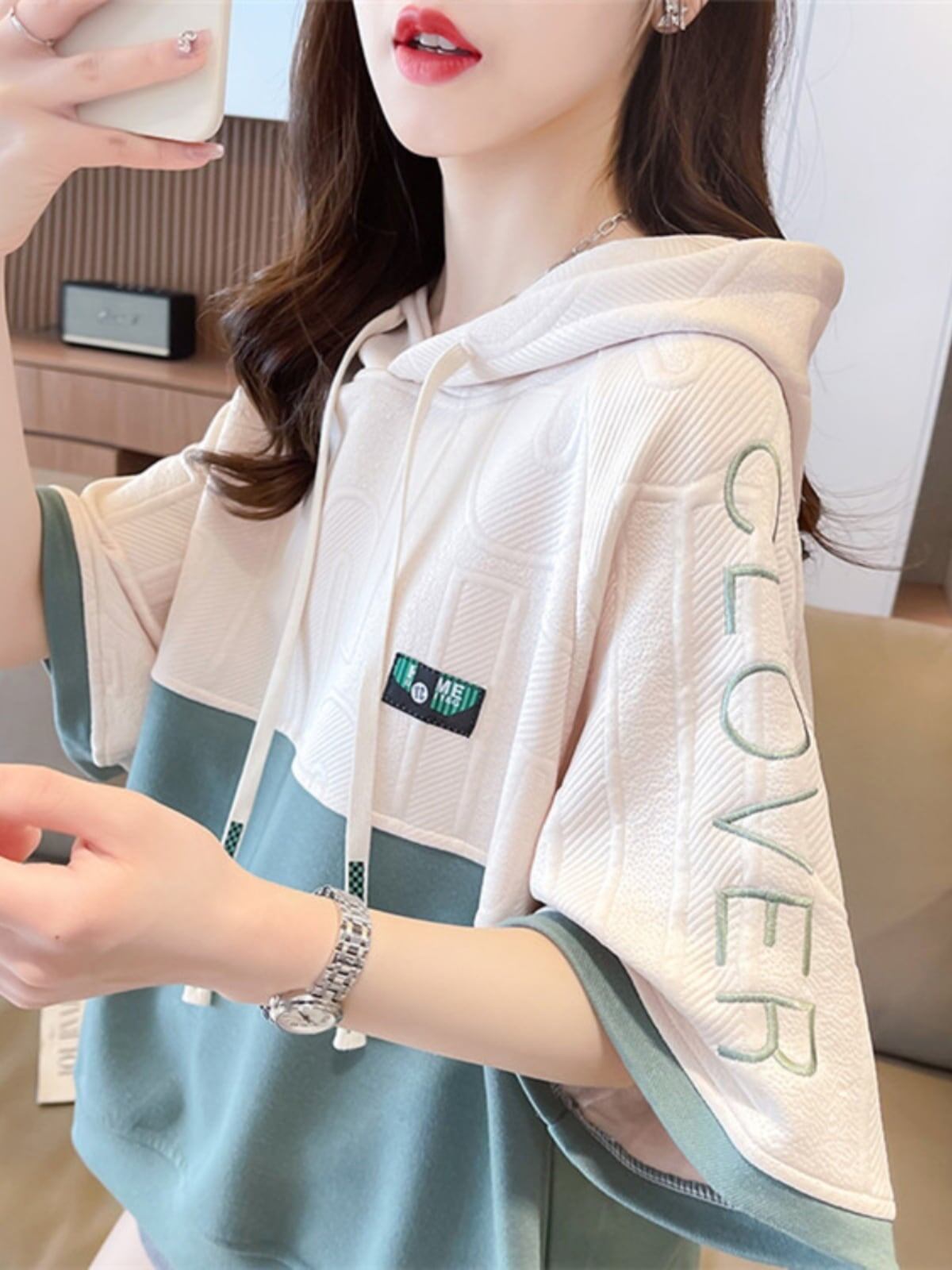 高級感 帽子付き 半袖 Tシャツ スウェット ＜F-8640＞