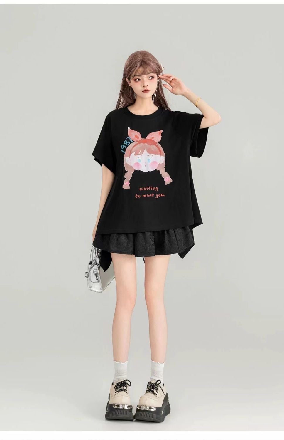 着回し力抜群 ゆったり ファッション感満々 ロング丈 2色半袖Tシャツ＜F-11068＞