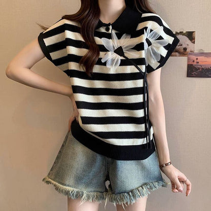 新作 上質 話題沸騰中 好感度UP ニット 全2色 半袖Tシャツ＜F-8734＞