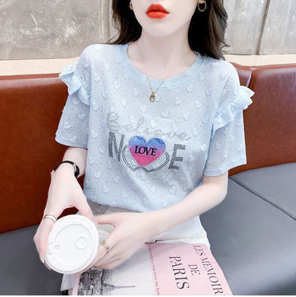 新商品 大人可愛い 話題沸騰中 ホットダイヤモンド 全3色 半袖TシャツF-8868