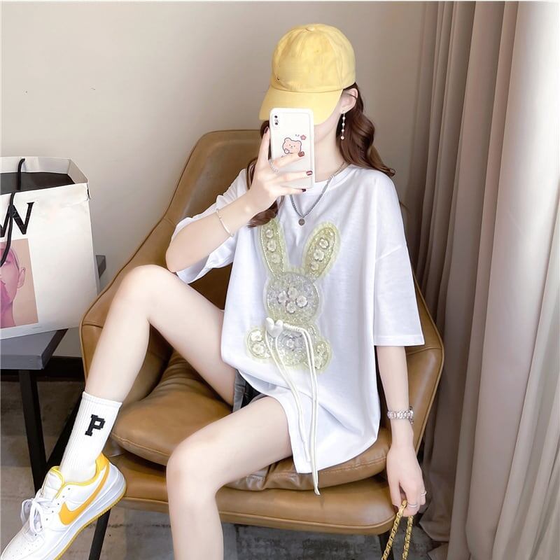 デザイン感   チャーミング Tシャツ カットソー＜F-3425＞