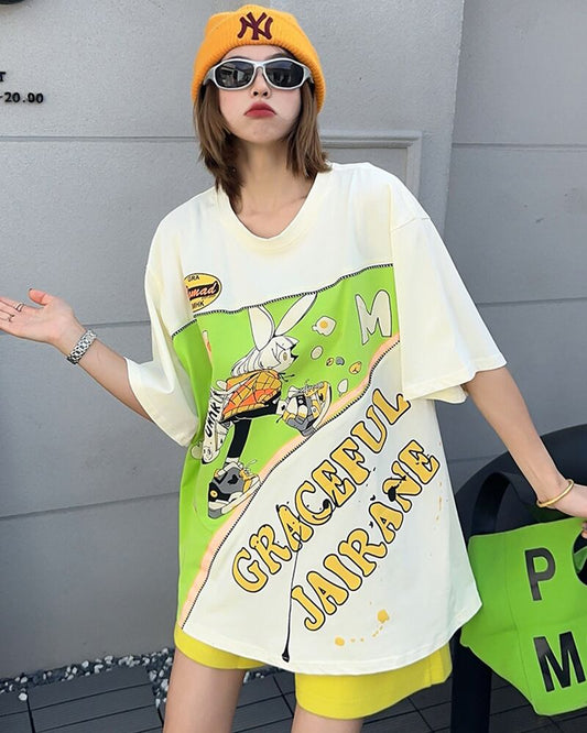 着回し力抜群 ファッション 個性派 レース プリント全3色 半袖TシャツF-8981