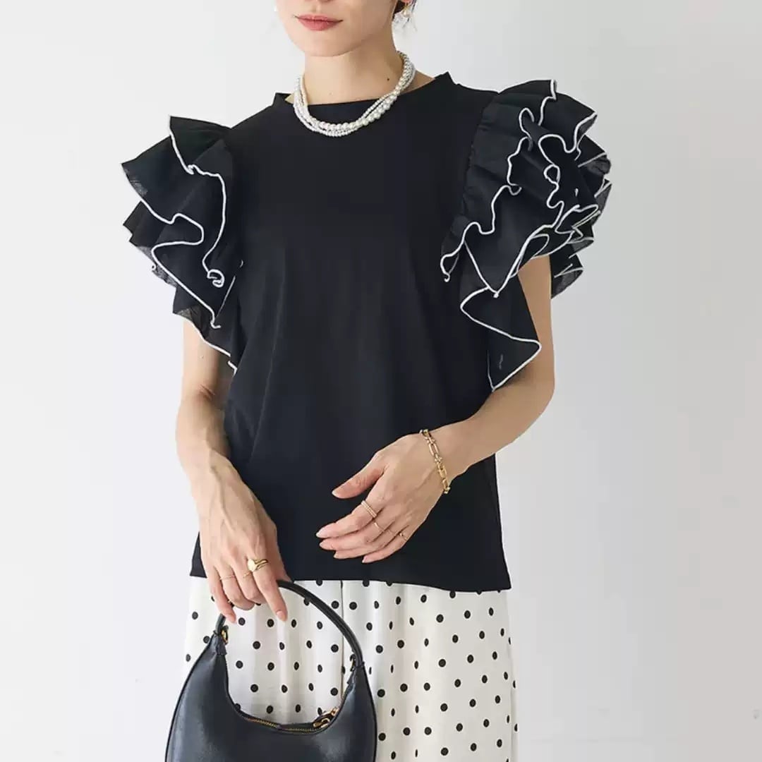 美人度アップ 早い者勝ち 大人可愛い カジュアル 共2色 TシャツF-12149