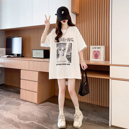 質感のいい 半袖 ラウンドネック Tシャツ ワンピース ＜F-8638＞