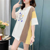 スタイリッシュ 切り替え 一目惚れ プリント Tシャツ カットソー＜F-3628＞