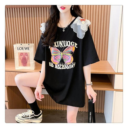 話題沸騰中 プリント ロゴ ゆったり 3色半袖Tシャツ＜F-8316＞