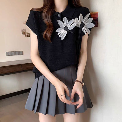 新作 上質 話題沸騰中 好感度UP ニット 全2色 半袖Tシャツ＜F-8734＞