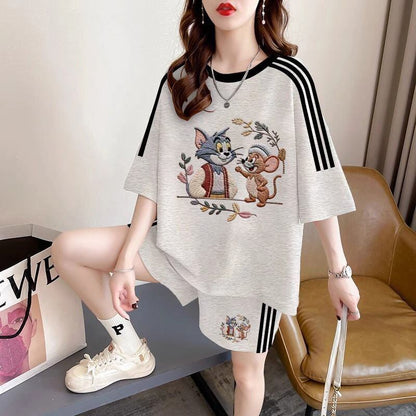 柔らか素材 半袖 Tシャツ＋パンツ セットアップ F-13236