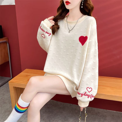 定番シンプル アルファベット刺? ハートマーク 三色 スウェット＜F-3996＞