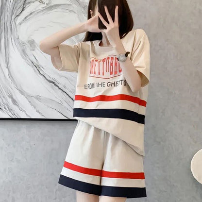 美人度アップ カジュアル 真夏も快適 半袖 Tシャツ ショートパンツ セットアップ ＜F-11190＞