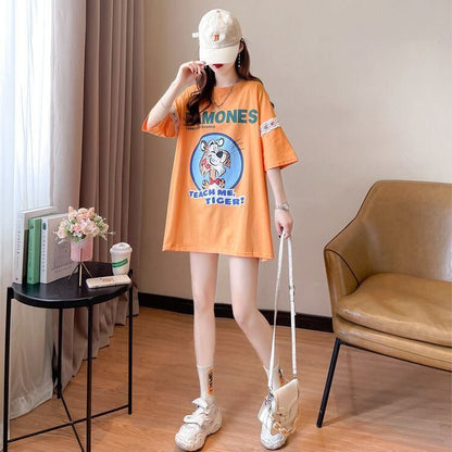 新商品 プリント ファッション ゆったり 全4色 半袖 Tシャツ＜F-11493＞