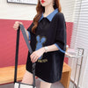 韓国系   POLOネック 三色 ゆったり半袖 ＜F-3056＞