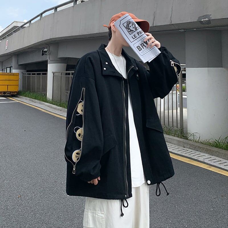 デザイン感   パンダプリント ジャケット アウター＜F-2172＞