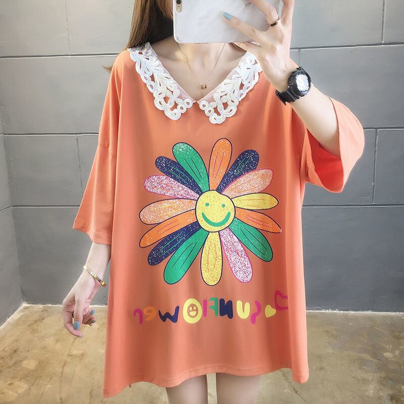 大人可愛い   ゆったり 三色半袖Tシャツ＜F-8129＞