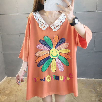 大人可愛い   ゆったり 三色半袖Tシャツ＜F-8129＞