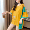 韓国風漫画刺繍ワッペン半袖Tシャツ<F-2991>