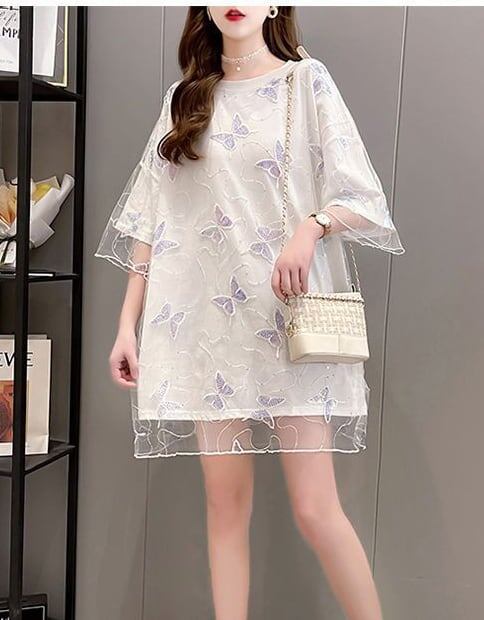 上質   フェミニン 半袖Tシャツ<F-8061>