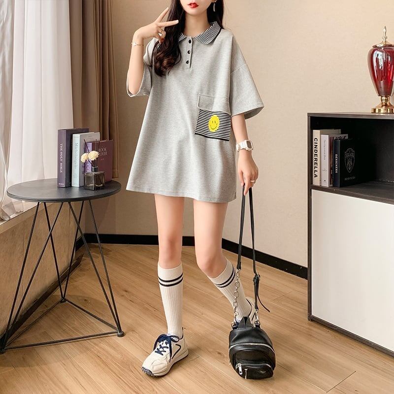 カジュアル 3色選択可 お洒落 ストライプ Tシャツ カットソー＜F-3068＞