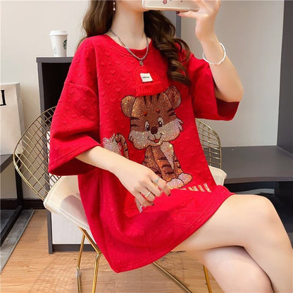 デザイン感   チャーミング Tシャツ カットソー＜F-3401＞