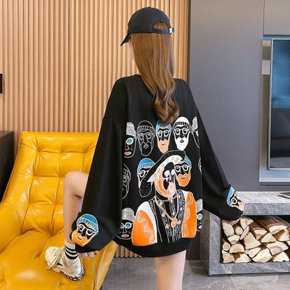 韓国系   グラフィック スウェット トップス＜F-4023＞