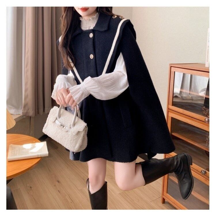 質感のいい 主役級 3色展開 ニットケープコートF-12552