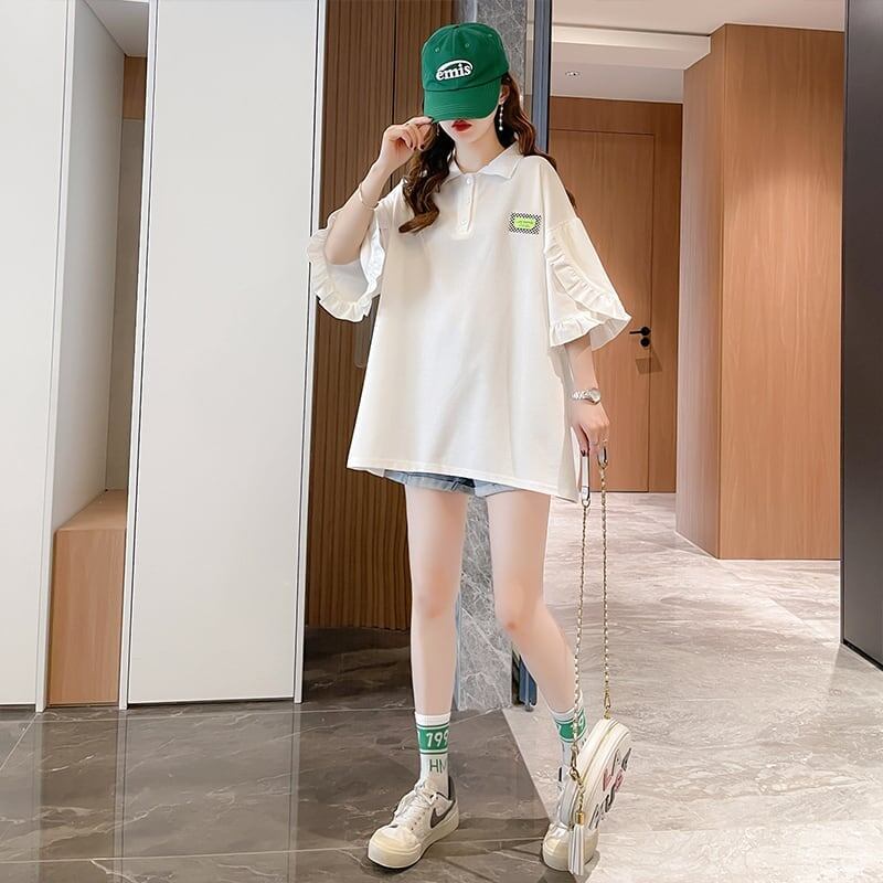 おすすめ   シンプル ロング Tシャツ 三色 ゆったり半袖 ＜F-3055＞