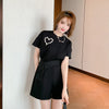 オシャレ度満点 切り替え 一目惚れ Tシャツ＋ショートパンツ セットアップ＜F-3573＞