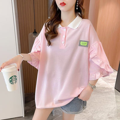 おすすめ   シンプル ロング Tシャツ 三色 ゆったり半袖 ＜F-3055＞