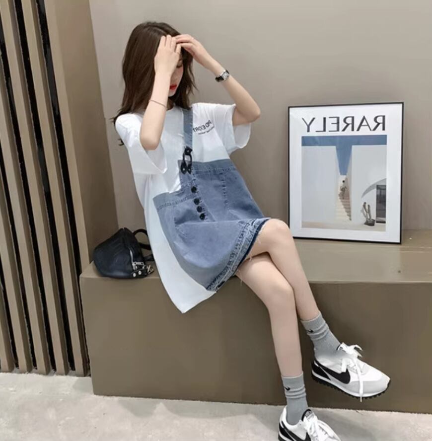 個性的なデザイン 2色選択可 一目惚れ レイヤード風 Tシャツ カットソー＜F-8286＞