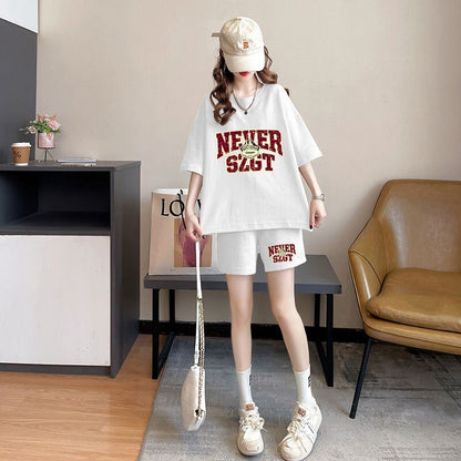 売り切れ必至 プリント カジュアル 半袖Ｔシャツⅹパンツセット全2色 <F-8549>