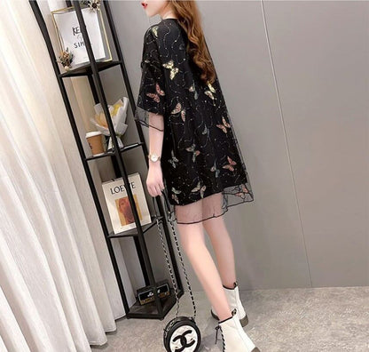 上質   フェミニン 半袖Tシャツ<F-8061>