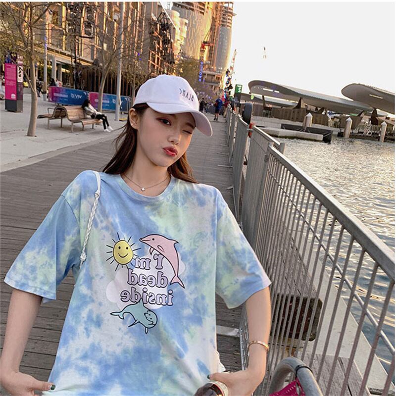 絶対欲しい キュート 話題沸騰中 絞り染め プリント 全2色 半袖TシャツF-8759
