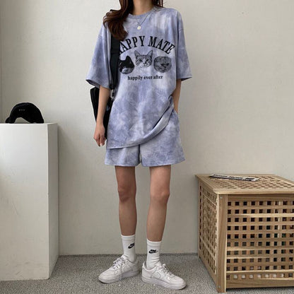 超人気 着心地良い どんな体型にも適合 カジュアル 全5色 半袖 Tシャツ ショートパンツ セットアップ ＜F-9268＞